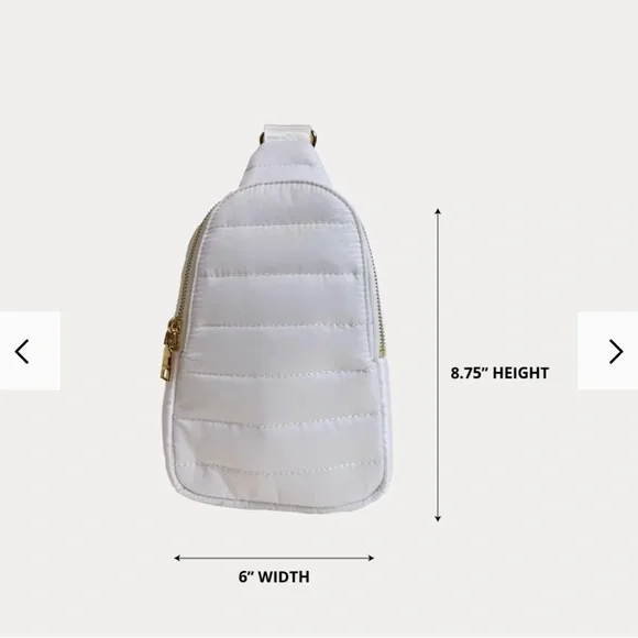 NWT New White Quilted Puffer crossbody bag with Strap - Picture 9 of 12